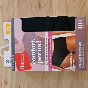 NIB Hanes Black Comfort Period Briefs Underware. Mod Absorbency. Sz: 7/L